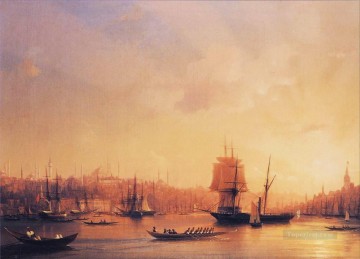 黄金の角笛の夕暮れ 1845 ロマンチックなイワン・アイヴァゾフスキー ロシア Oil Paintings